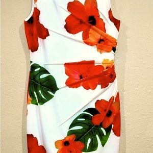 Women’s career CALVIN KLEIN floral zipper midi Dress sz 12